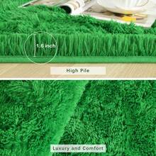Available In A Variety Of Sizes And Colors Luxury Fluffy Area Rug Modern Shag Rugs For Bedroom Living Room, Super Soft And Comfy Carpet - Green - View 3