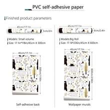 1片45x300cm可愛卡通動物圖案剝離式pvc啞光紋理壁紙,適用於臥室、客廳、家具、牆面翻新、廚房、桌面、櫥櫃,4季diy自粘式壁貼 - XBZ122 - 查看 2