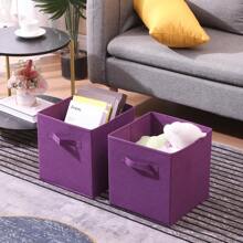 Foldable Storage Boxes Set Of 2,Non-Woven Fabric Storage Box Set,Storage Drawers For Cube Storage Unit,26.5x26.5x28 Cm - Purple - View 3