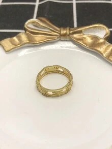 1個女性用純銀戒指,古董優雅風格,微嵌鋯石,時尚百搭手指珠寶 - 金黃色 - 查看 5