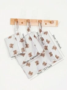 3 chiếc túi đựng tã em bé họa tiết gấu nâu và hoa dễ thương (ướt/khô)/túi đựng đồ trang trí tiệc mừng em bé cho gia đình Quà tặng - Nhiều màu - Xem 3