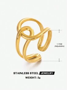 1pc Stainless Steel Fashionable Crisscross Ring Suitable For Women's Daily Wear