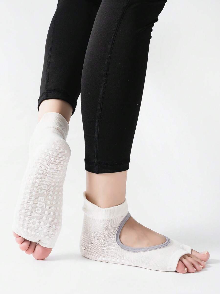 1 Paire De Chaussettes Antidérapantes À Orteils Séparés Avec Des Bosses Antidérapantes Pour