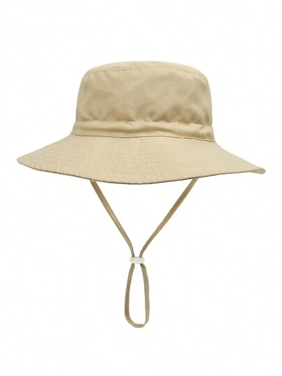 1件装儿童夏季遮阳帽，宽檐印花透气沙滩帽，男女童户外运动帽，婴儿款