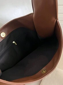 Simple Casual Commuting School Shoulder Bag, Business Casual Woman Bag Perfect For Office Business And Work - Coffee Brown - View 10