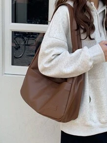 Simple Casual Commuting School Shoulder Bag, Business Casual Woman Bag Perfect For Office Business And Work - Coffee Brown - View 5