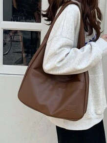 Simple Casual Commuting School Shoulder Bag, Business Casual Woman Bag Perfect For Office Business And Work - Coffee Brown - View 6