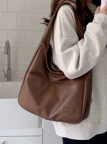 Simple Casual Commuting School Shoulder Bag, Business Casual Woman Bag Perfect For Office Business And Work - Coffee Brown - View 8