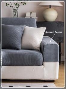 1入防水彈性四季通用沙發墊套,現代極簡風格防滑沙發套,適用於客廳的l型和1234座位沙發 - 深灰色 - 查看 4