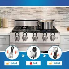 Gas Stove Switch Protection Clip Baby Kitchen Oven Gas Stove Knob Cover Lock Children Safety Gas Stove Handle Lock Protection, Kitchen Protection, Oven Protection, Gas Stove Handle Protective Lock Safety, Home Basic Kitchen Tool Handle Lock - Orange - View 7