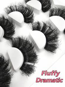Asiteo 4 Pairs 25mm 9D Faux Mink Lashes Bulk Russian Volume Fluffy Natural False Eyelashes Thick Dramatic Faux Mink Eyelashes - 黑色 - 查看 2