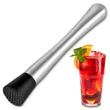 Quầy bar nhà bếp Dụng cụ pha chế đồ uống cho cocktail- Máy nghiền trái cây bằng thép không gỉ 304 dài 8 inch - Dụng cụ quầy bar tại nhà để làm hỗn hợp Mojito và các đồ uống trái cây khác khi cắm trại - Bạc - Xem 2