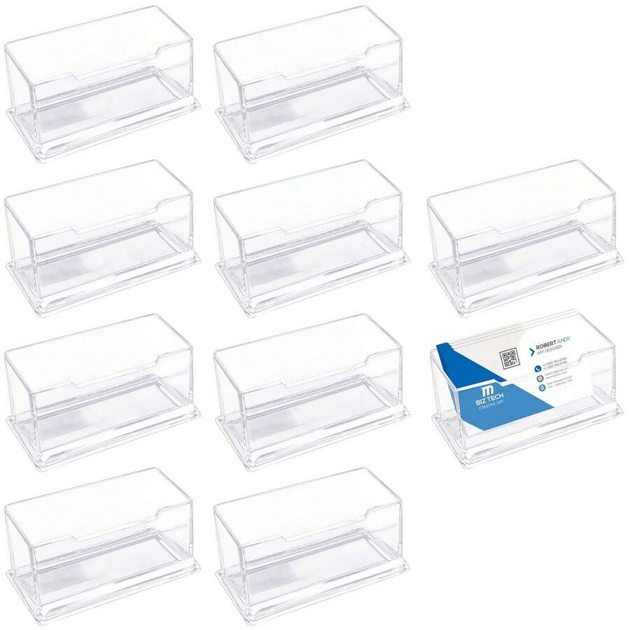 10入組名片盒,名片座,亞克力,名片橫立架,名片豎立架 - 無色 - 查看 1
