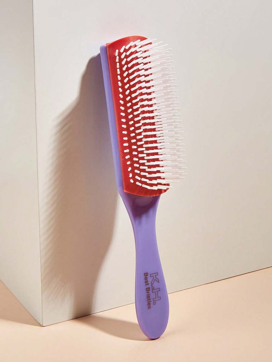 salon fashion 1pc Macaron Nine Rows Comb,Curly Hair Brush,9 Row Styling Brush For Styling, Smoothing Longer Hair And Defining Curls - For Women And Men (Purple) - Purple - View 1