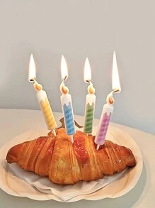 4pcs Cute Flame Candles In Macaron Colors, Party Cake Decorative Candle - Multicolor - View 1