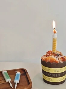 4pcs Cute Flame Candles In Macaron Colors, Party Cake Decorative Candle - Multicolor - View 3