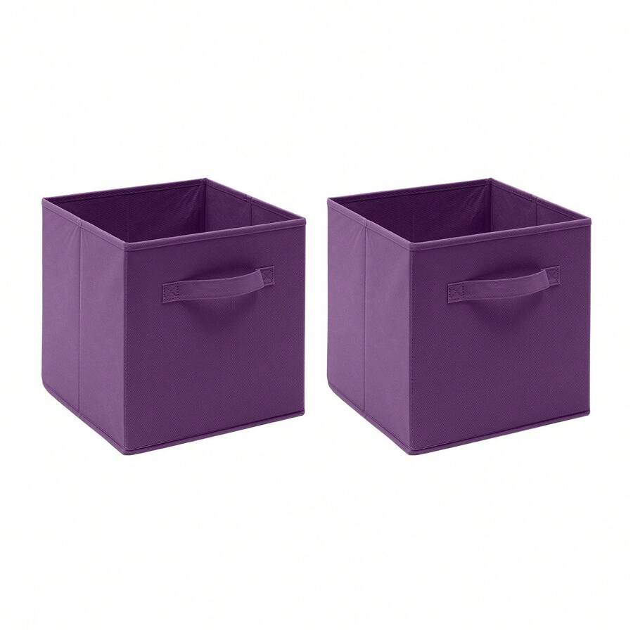 Foldable Storage Boxes Set Of 2,Non-Woven Fabric Storage Box Set,Storage Drawers For Cube Storage Unit,26.5x26.5x28 Cm - Purple - View 1