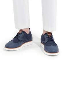 Men's Mesh Lace-Up Oxfords Sneakers Casual Dress Lightweight Walking Shoes 2.0 EVA Midsole MD Outsole - 藍色 - 查看 3