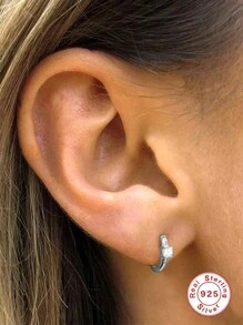 1對女性圓環耳環,s925純銀色日常佩戴精美珠寶,婚禮新娘首飾,情人節生日禮物