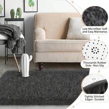 Available In A Variety Of Sizes And Colors Luxury Fluffy Area Rug Modern Shag Rugs For Bedroom Living Room, Super Soft And Comfy Carpet - Dark Gray - View 3