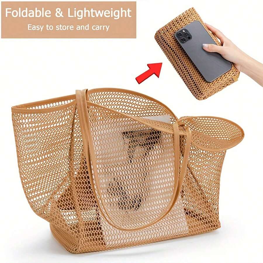 Extra Große Netz-Tasche Mit Kordelzug – 35 X 40 Cm, Für Strand, Pool & Spielzeug