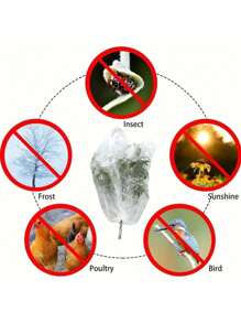 1 Pack, Garden Protection Netting Tree Covers Bags, Plant Fruits Blueberry Bushes Barrier Netting With Drawstring, Citrus Tomato Protective Cover For Vegetables Fruits, Insect Bird Prevention - White - View 7