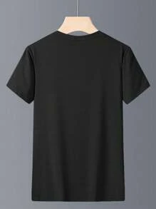 Summer Workout Women's Reflective Stripe Embossed Ice Silk T-Shirt, Quick Dry, Loose Casual Sports Short Sleeve Tee - Black - View 3