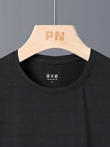 Summer Workout Women's Reflective Stripe Embossed Ice Silk T-Shirt, Quick Dry, Loose Casual Sports Short Sleeve Tee - Black - View 4