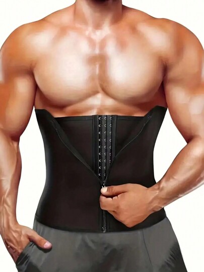 1pc Men's Sports Waist Cincher, Men's Waist Training Belt, Compression Workout Slimming Bodysuit, Men's Waist Trimmer, Sauna Waist Belt, Exercise Ab Belt, Abdominal Training Tool, Sportswear, Body Shaper, Waist Exercise Belt, Abdominal Muscle Training Gear, Compression Chest Belt Waistband Sweat Belt Sauna Belt For Men Weight Loss Waist Trimmer And Exercise Waist Belt