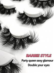Asiteo 4 Pairs 22mm Curling Fake Lashes ,Faux Mink Dramatic Volume False Eyelash, Wispy Natural Fluffy Eyelashes Extension Makeup Tool - 黑色 - 查看 2