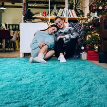 Available In A Variety Of Sizes And Colors Luxury Fluffy Area Rug Modern Shag Rugs For Bedroom Living Room, Super Soft And Comfy Carpet - Turquoise Blue - View 3