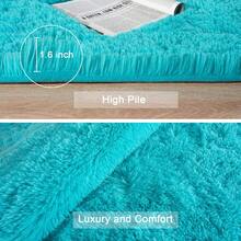 Available In A Variety Of Sizes And Colors Luxury Fluffy Area Rug Modern Shag Rugs For Bedroom Living Room, Super Soft And Comfy Carpet - Turquoise Blue - View 5