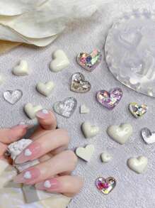 MAOMIA 3d愛心指甲美甲矽膠模具,心形樹脂模具,壓花指甲裝飾 - 無色 - 查看 5