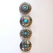 4pcs 3cm Đường kính Dát Kim loại Nút Đối với Dây tóc , DIY Phụ kiện Đối với Da Thủ công mỹ nghệ Và May vá , Phong cách Vintage - Màu xanh lam - Xem 3