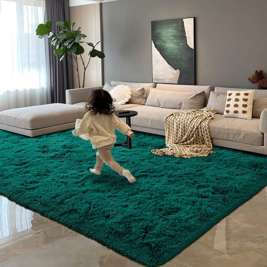 Available In A Variety Of Sizes And Colors Luxury Fluffy Area Rug Modern Shag Rugs For Bedroom Living Room, Super Soft And Comfy Carpet - Emerald Green - View 1