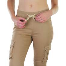 ToBeInStyle Women's Cotton-Blend Drawstring Lounging Jeggings - 貨物 - 卡其色 - 查看 8