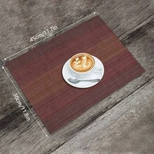 4入組紅色編織餐墊,適用於餐桌室內外桌墊,耐高溫洗淨聚氯乙烯餐墊 - 紅色 - 查看 2