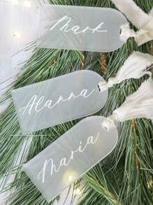 102Pcs Clear Frosted Arch Acrylic Sign Blank Arch Luggage Tags Wedding Party Guest Name Card Gift Tag Reserved Seat Sign,Christmas - White - View 6