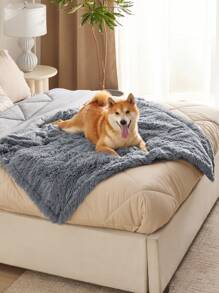 Waterproof Dog Blankets For Dogs - Calming Cat Blanket For Couch Protector Washable, Long Fau X Fur Pet Blanket For Puppy, Reversible Furniture Protection - 灰色 - 查看 4
