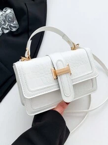 新款女士休闲小方形单肩斜挎包 - 白色 - 查看 6