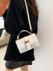 新款女士休闲小方形单肩斜挎包 - 白色 - 查看 4