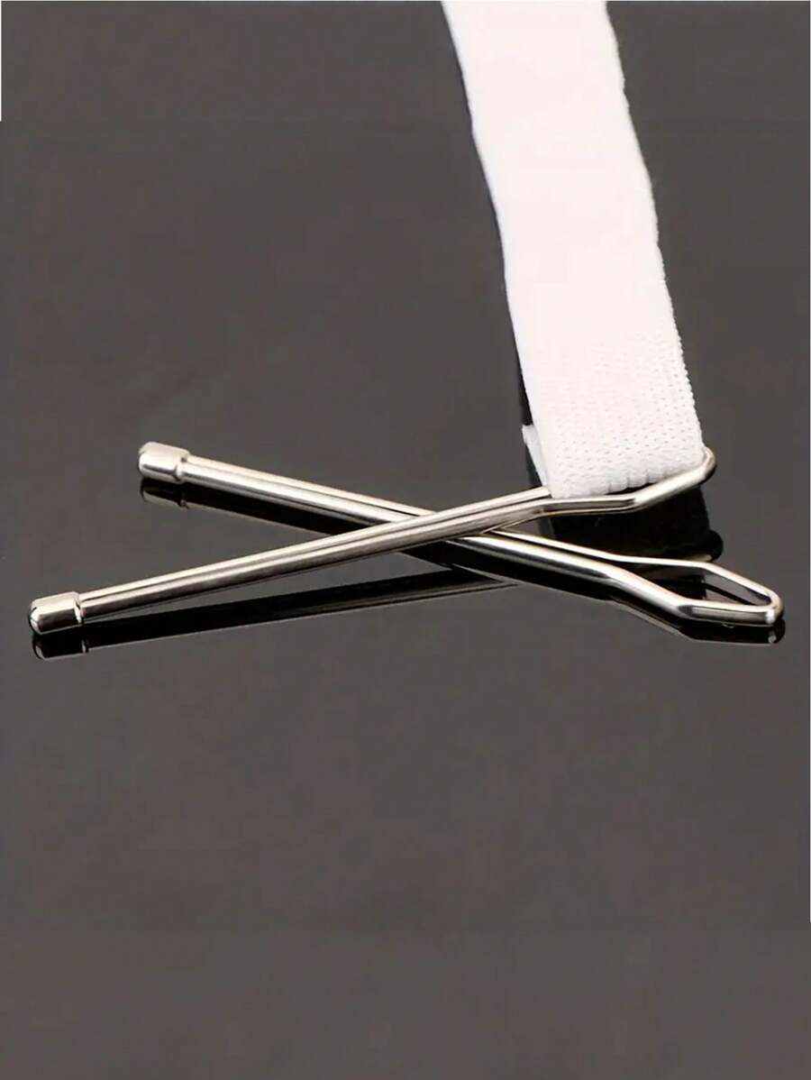 Bộ 2 món dụng cụ xỏ chỉ thun, xỏ chỉ kim, xỏ chỉ kẹp, xỏ chỉ thun, xỏ chỉ dây chun, dụng cụ may vá, bộ phụ kiện may vá tự làm - Dụng cụ xỏ chỉ thun và nhíp xỏ chỉ - Bạc - Xem 1