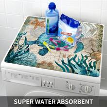 1pc Turtle Print Washing Machine Dust Cover Pad,Countertop Absorbent Table Mat,Absorbent & Quick-Dry Fridge Mat, Microwave Oven Dust Cover,Soft Diatom Mud Drainage Pad,Non-Slip Super Absorbent And Wear-Resistant Dish-Washing Dry Pad,19.7*23.6 Inch Modern Washing Machine & Dryer Top Cover,Suitable For Laundry Room And Kitchen For School,Office,Household,Travel,Bag,Organizer,Storage