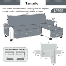 Funda de sofá en forma de L Funda de sofá impermeable, reversible, de fácil instalación, suave al tacto, resistente a las manchas. Perfecto para sala de estar, dormitorio, oficina y otros espacios. Especialmente indicado para lugares con mascotas como gatos y perros. Disponible en una variedad de tamaños. - Gris Claro - Ver 6