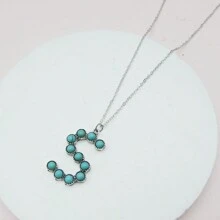 Turquoise Letter Pendant Necklace