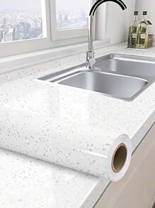 1卷自粘式壁紙,花崗石大理石圖案加厚無痕紙,可揭下貼上,防水住房廚房臥室宿舍壁紙,家具翻新壁紙,美學壁紙 - 白色 - 查看 4