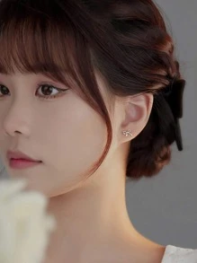 1 Pair Minimalist Bow Stud Earrings - Women's Simple Retro Small Metal Earrings