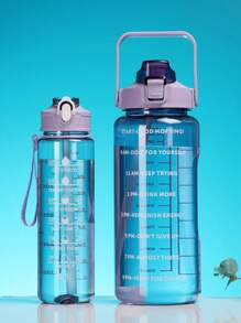 Borraccia Per Pc Viola Da 1 Pezzo Da 2000 Ml O 750 Ml Di Grande Capacità, Tazza Di Paglia Portatile Per Sport E Fitness, Adatta Per Viaggi A Casa E All'aperto
