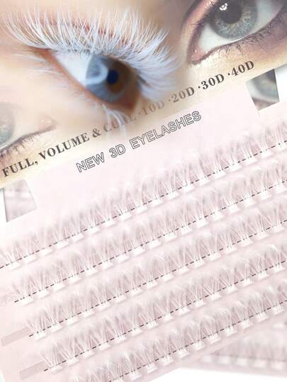  Miss Wink 40D 14mm 100片装超轻盈5D自然柔软白色热熔假睫毛，C/D卷度，适合DIY睫毛嫁接，适用于节日、日常、派对、婚礼等各种场合，睫毛簇，单根假睫毛