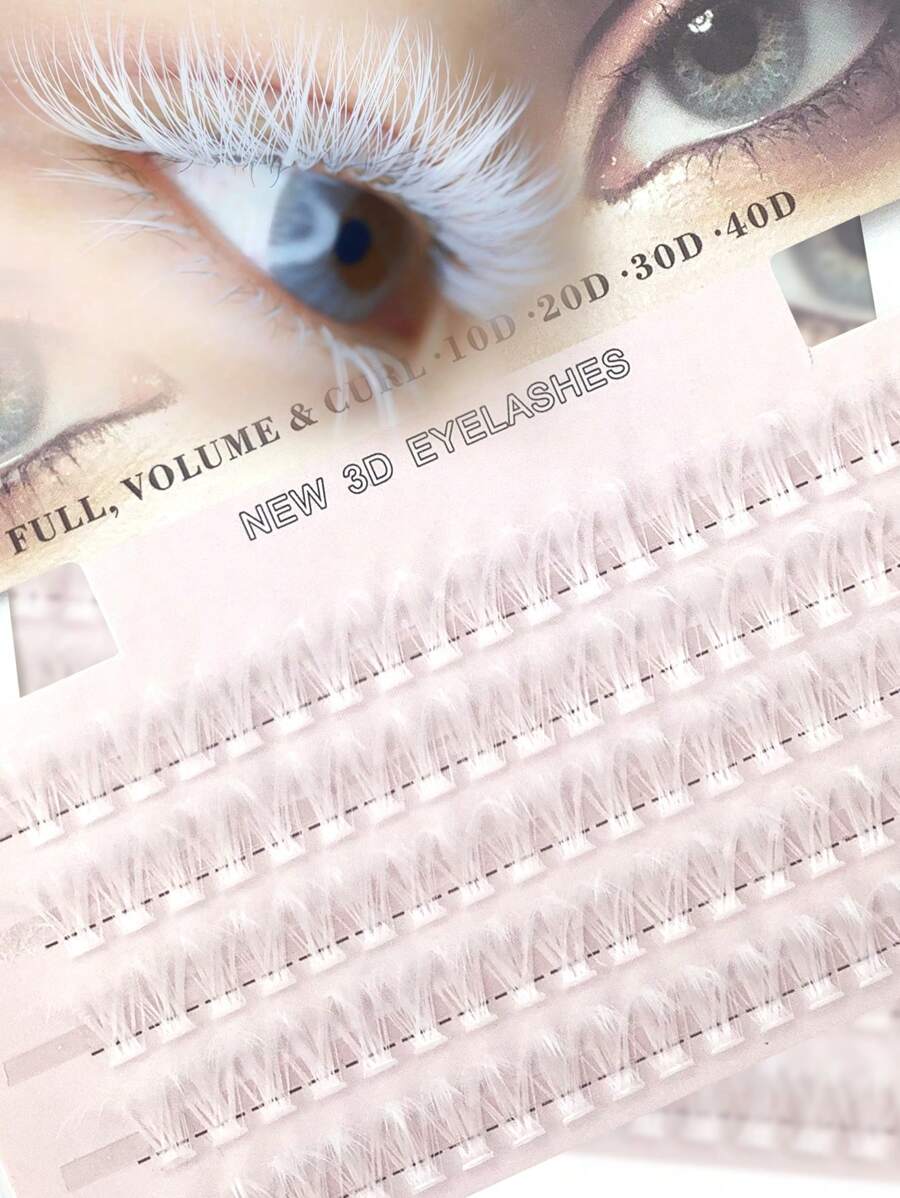 Miss Wink 40D 14mm 100 Stück super leichte 5D natürliche weiche weiße Heißklebe-Wimpernverlängerungen, C/D Krümmung, geeignet für DIY Wimpernverlängerung, passend für Festivals, Alltag, Partys, Hochzeiten und andere Anlässe, Wimpernbüschel, einzelne Kunstwimpern